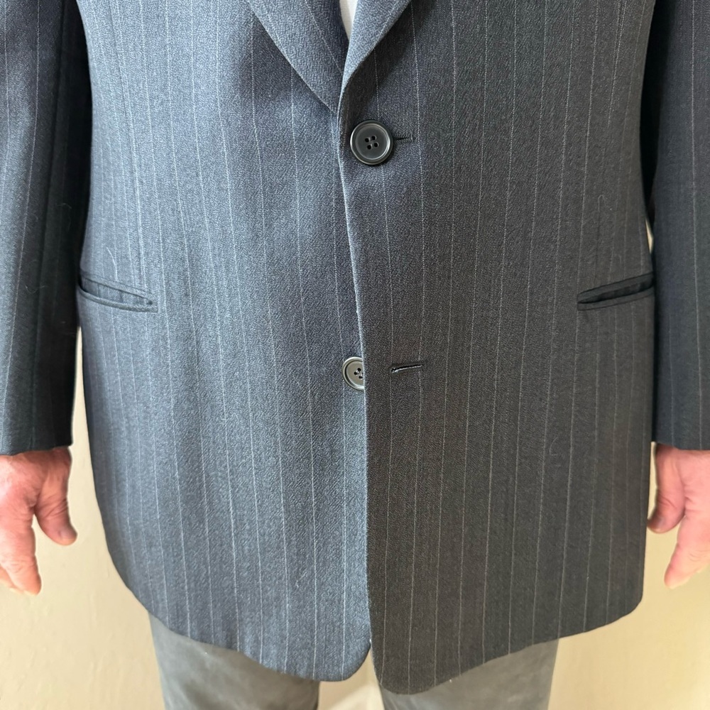 GIORGIO ARMANI Le Collezioni 2 Button Pinstripe Blazer Sport Coat New Wool Gray - Picture 6 of 16